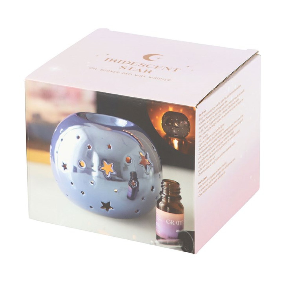 Purple Iridescent Star Ceramic Oil Burner and Wax Warmer