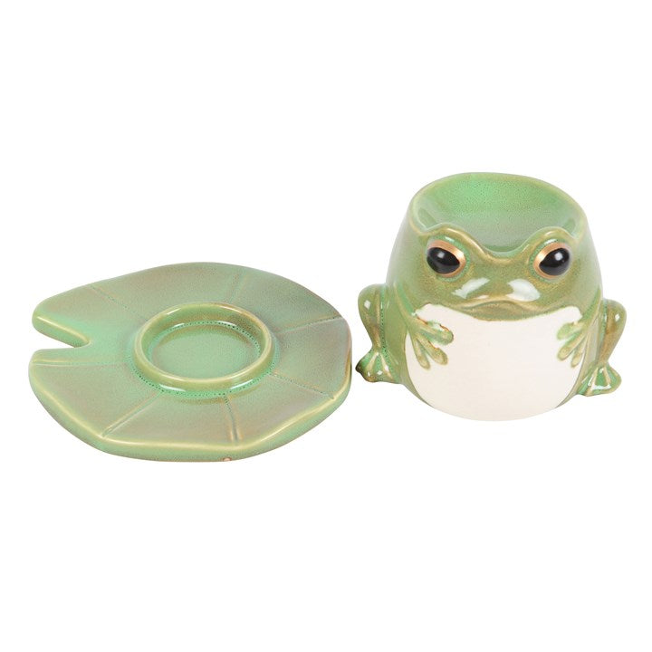 Frog-shaped container with a lid on a white background