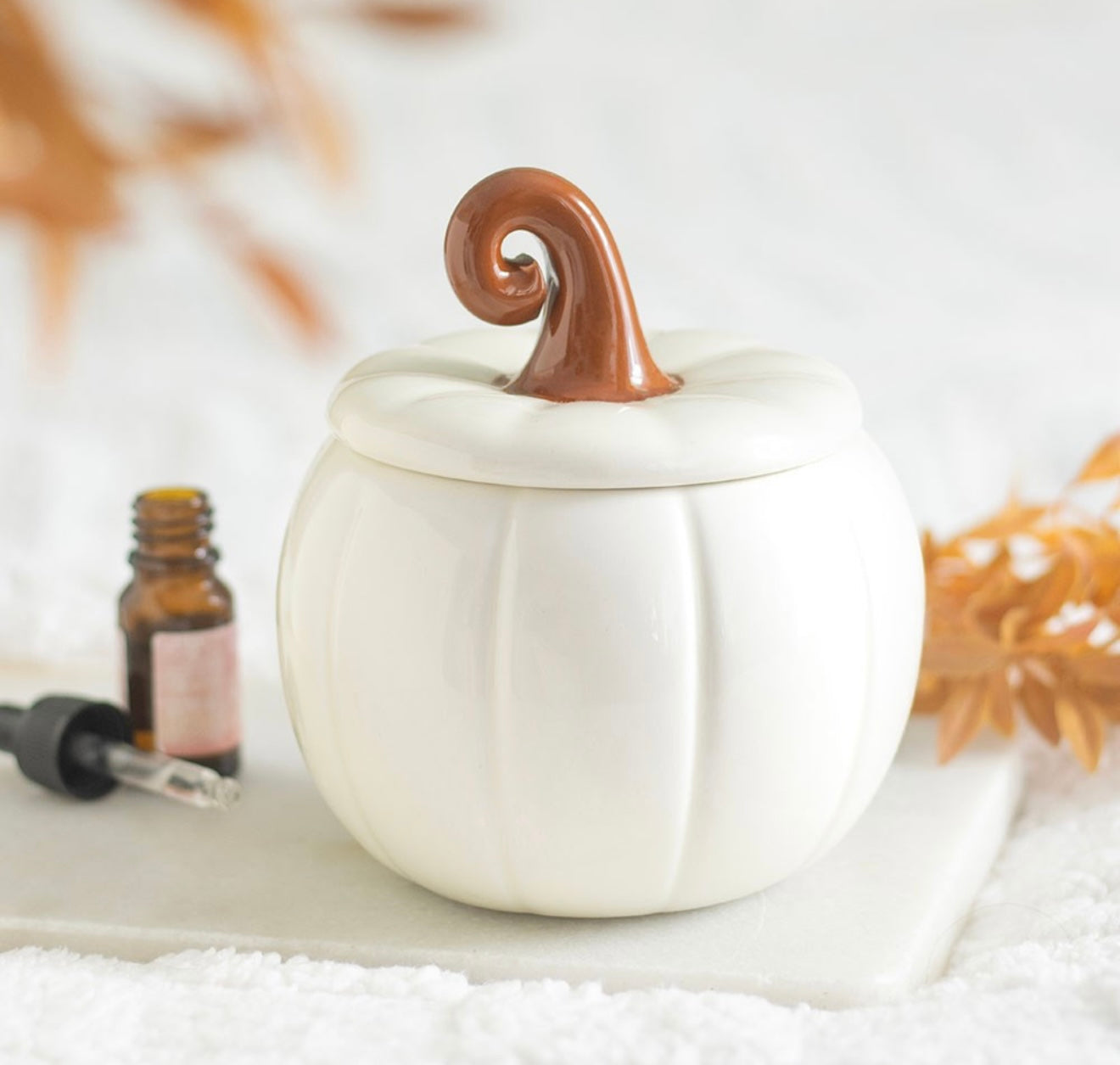 White curly pumpkin oil burner