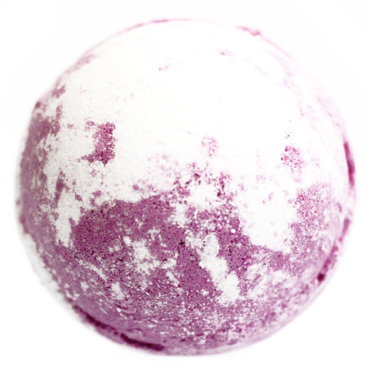 Purple and white bath bomb