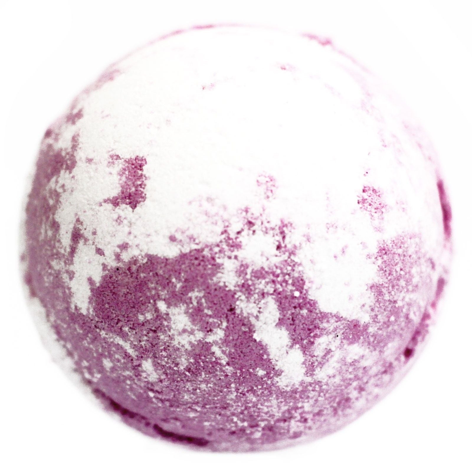 Purple and white bath bomb