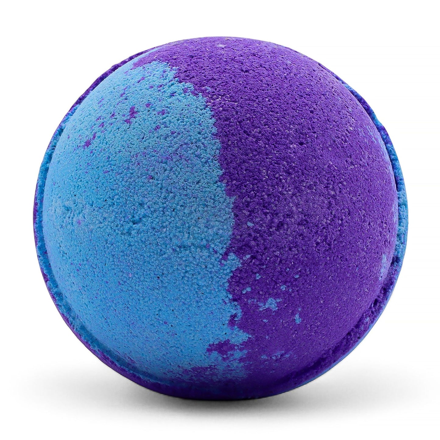 Purple and blue bath bomb on a white background