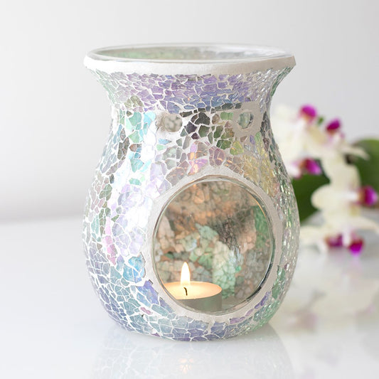 Cloud Blue Crackle Glass Oil Burner and Wax Warmer